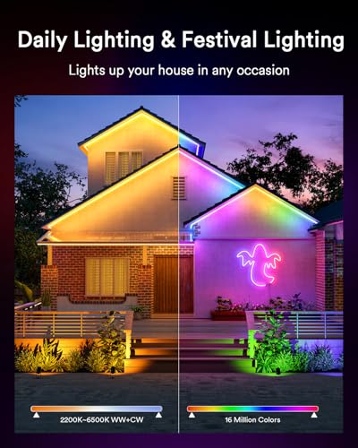 RGBAICW Music Sync Flexible Color Changing Silicone Rope Lights