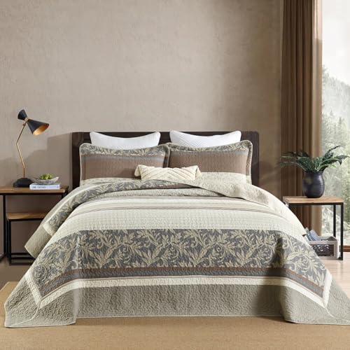 Farmhouse Stripe Bedspread Reversible Lightweight Coverlet Set