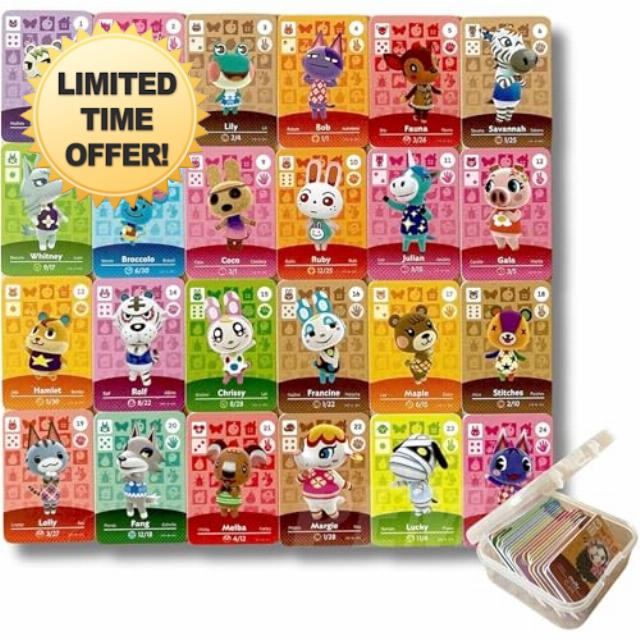 PEMY Pack of 24 Mini NFC Cards Animal Crossing New Horizons Compatible with Nintendo Switch
