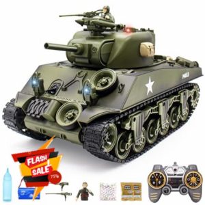 1/18 Remote Control Army Tank That Shoots US-M4A3 Off Road Airsoft RC Tank for Adults and Kids