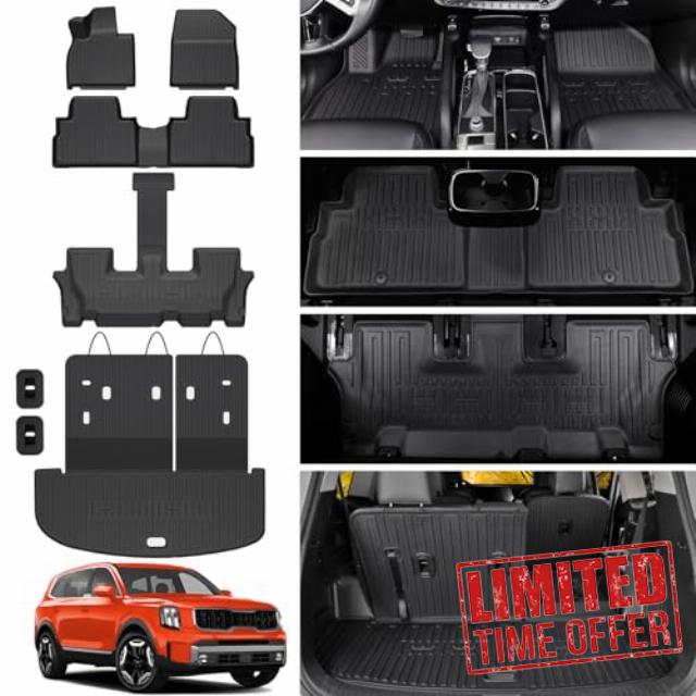 Floor Mats for Kia Telluride 2020-2024 2025 7-seat/8-seat Trunk Mat with Backrest Mat