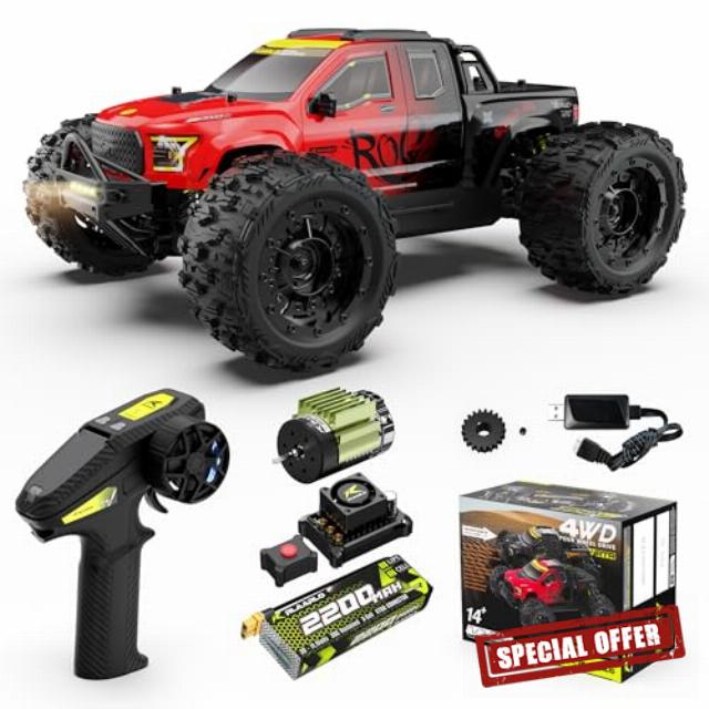 RIAARIO - RC Cars - 1/14 Brushless RC Car for Adults - Fast 40-60 mph RC Trucks - 4wd Offroad Waterproof Hobby RC Truck - All Terrain High Speed Remote Control Car with 3S Battery