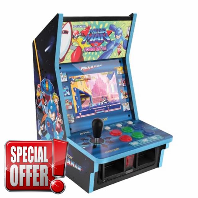 Evercade Alpha Mega Man Bartop Arcade - Pre-assembled unit with Competition-Grade Arcade Controls + 8” High-Resolution IPS Screen