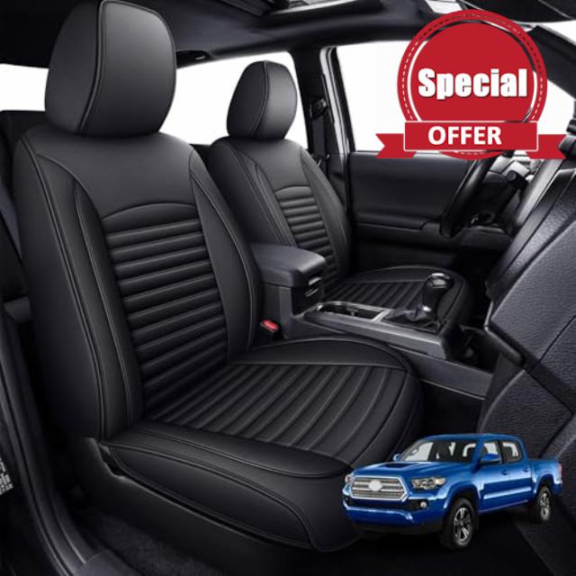 Seat Covers Fit for Toyota Tacoma: 2016-2023 Full Set Fit for Toyota Tacoma Truck Double Crew Cab Semi-Custom Car Seat Covers Faux Leather Automotive Seat Cushion Protectors(5 Seats