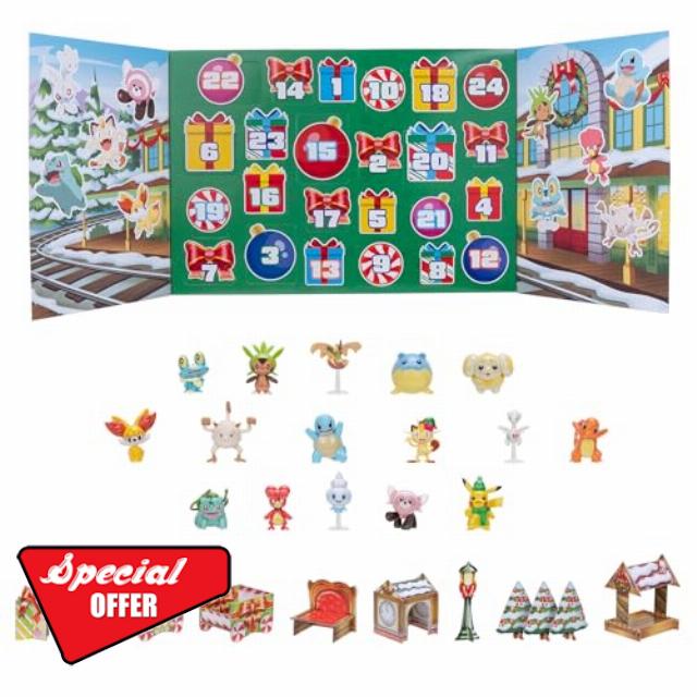 Pokémon Holiday Calendar - Features 16 2-Inch Battle Figures with Special Finish and Eight Unique Accessories