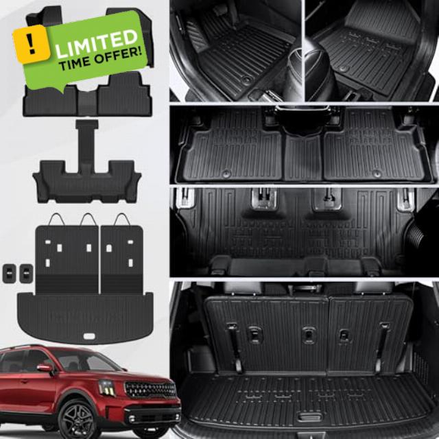 Cargo Mat with Backrest Mats Floor Mats Set for 2020-2024 2025 Kia Telluride 7/8 Passenger Accessories