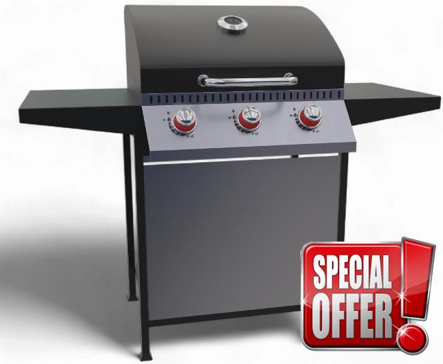 GasOne 3 Burner Gas Grill Stainless Steel– Outdoor Grill Cabinet Style with Wheels - High-Temperature Paint Coating Gas BBQ Grill – Elegant and Luxurious Design