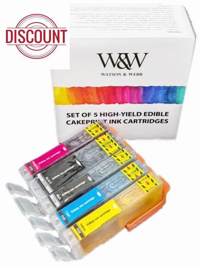 Watson & Webb Edible Ink Cartridges Set for Canon TS705/TS705a - Food-Grade Ink