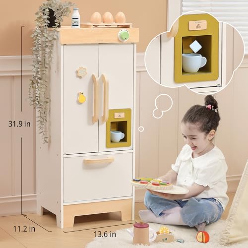 Wooden Toy Fridge Freezer Set for Kids