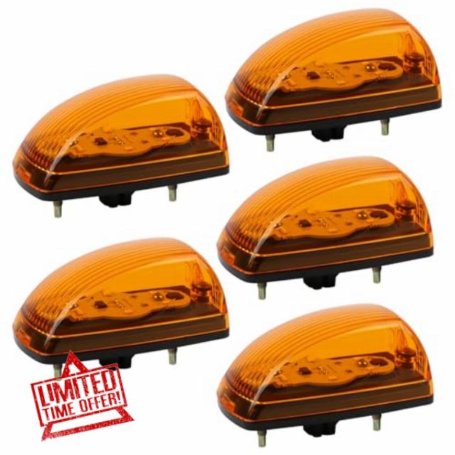 5 PCS LED Cab Roof Clearance MarkerLight Front Top Amber Lamps Fit for Freightliner M2 106 112 Business Class A06-40578-000