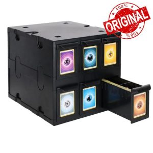 BCW 6 Drawer Trading Card Storage Catalog - Black | Plastic Trading Card Box | Holds 700 Sports Cards or 1150 Gaming Cards per Drawer | Stackable Card Organizer Box with Clear Card Partitions