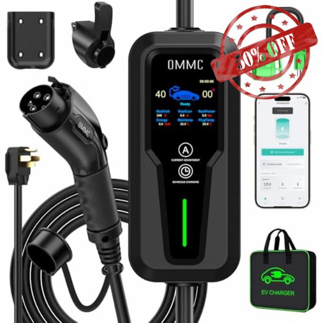 Level 2 Portable EV Charger 40Amp 240V 9.6KW 25 FT Electric Vehicle Charging Stations with NEMA 14-50