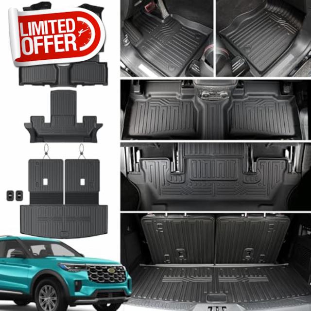Cargo Mat Backrest Mats Floor Mats for 2020-2024 2025 Ford Explorer 6 Seats Captain Seat Accessories