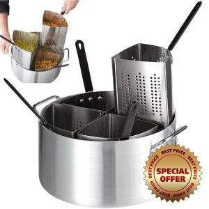 5-Piece Vegetable and Pasta Cooker Set with 20 Qt. Aluminum Pot and 5 Qt. Stainless Steel Inserts Strainer Baskets