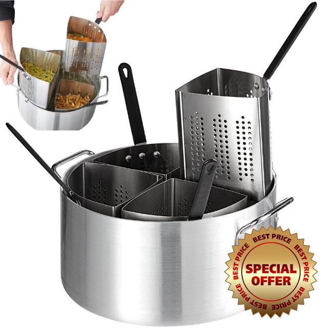 5-Piece Vegetable and Pasta Cooker Set with 20 Qt. Aluminum Pot and 5 Qt. Stainless Steel Inserts Strainer Baskets