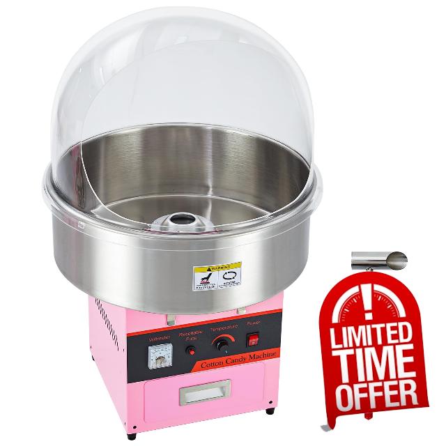 Electric Cotton Candy Machine with Cover - Commercial 980W Floss Maker