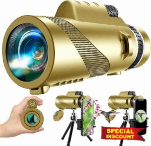 80x100 Monocular-Telescope High Powered for Smartphone Monoculars for Adults High Definition for Stargazing Hunting Wildlife Bird Watching Travel Camping Hiking