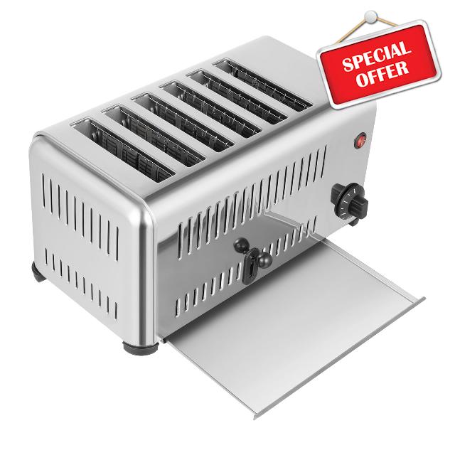 6 Slice Toaster with Wide Slots Commercial Toasters for Restaurant Bread Baking Machine 1680W Stainless Steel Toaster Countertop for Toast