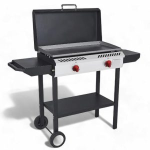 GasOne Gas Griddle – 2-Burner Propane Stove with Flat Top Grill – Modular Cast Iron Propane Grill and Griddle with Cover and Side Shelves – Pre-Seasoned Flat Top Griddle Grill for Outdoor