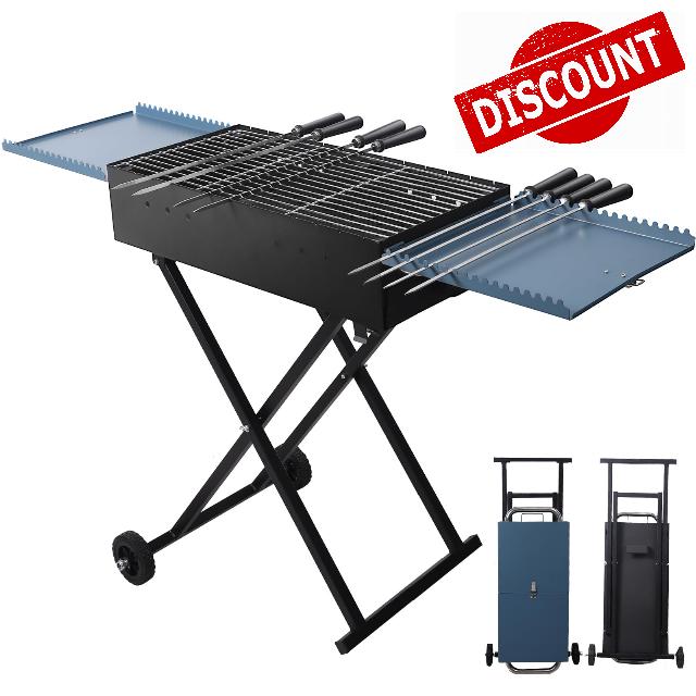 Portable Charcoal BBQ Grill – Foldable BBQ Grill with Spacious Ash Tray for Outdoor Cooking