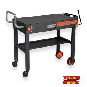 Portable Grill Cart with Double-Shelf