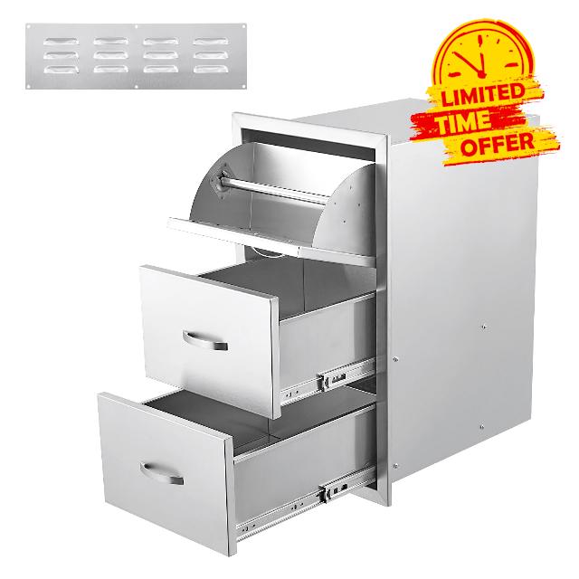 17W x 30H x 21D Inch Outdoor Kitchen Drawers w/Paper Towel Holder