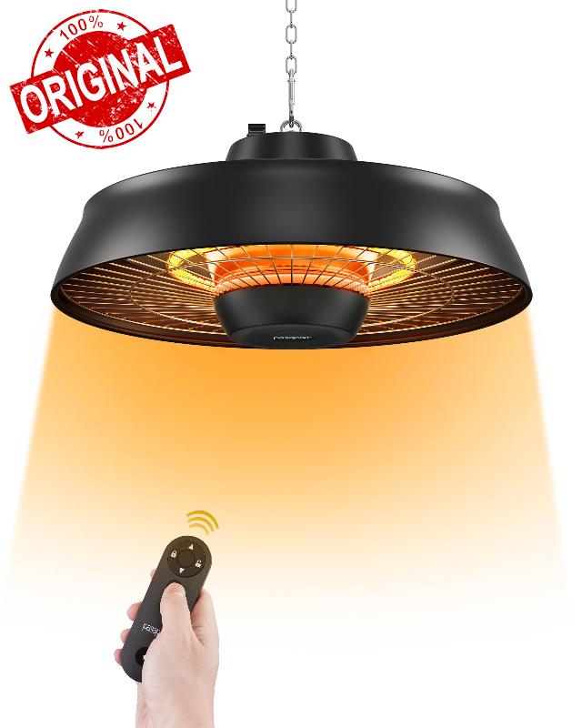 Pasapair Patio Heater - 1500W Outdoor Hanging Heater 3S Fast Heating with Remote - Adjustable Height Waterproof Infrared Mounted Heater for Gazebo Garage - ETL Certified