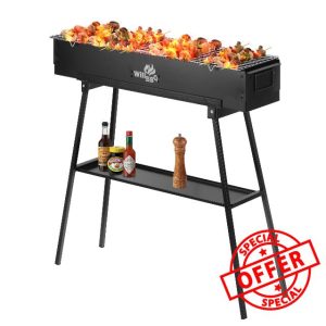 Charcoal Grills Commercial Quality Portable Multiple Size Hibachi BBQ Lamb Skewer Folded Camping Barbecue Grill for Backyard Party Picnic Travel Outdoor Cooking Use(31.6x7.1x5.1 inch)