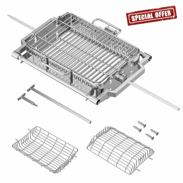 SafBbcue Rotisserie Basket Kit for Kamado Joe JoeTisserie KJ155172022 Grill Accessories