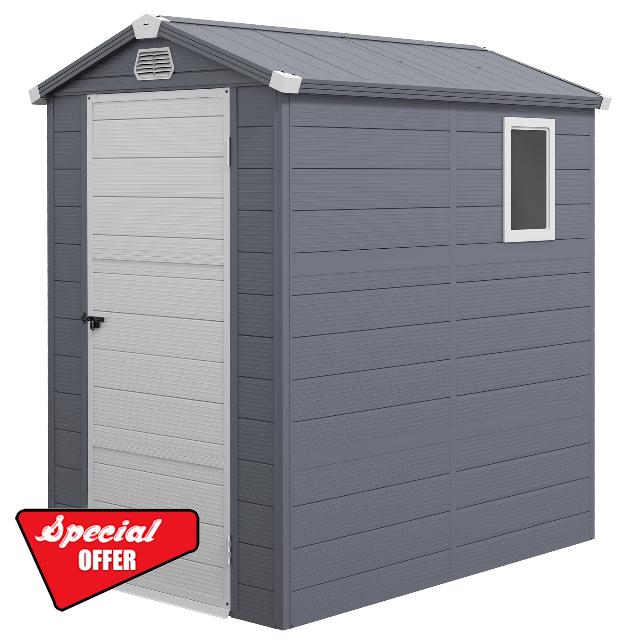 Outsunny 4 x 6ft Plastic Garden Storage Shed with Ventilation Slots and Lockable Door