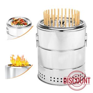 Portable Smokeless Barbecue Charcoal Barrel Grill