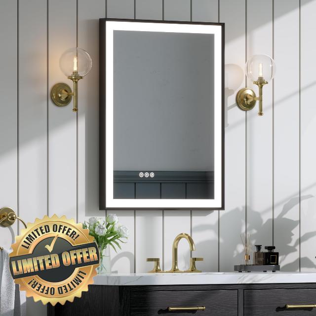 LED Bathroom Mirror with Black Frame