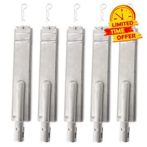 5 Pack Heavy Duty Cast 304 Stainless Steel BBQ Grill Burners Outdoor Premium Gas Grill Replacement Parts for 26102 23301 16516 44305 Bull Blaze Nexgrill Thermos Cal Flame Turbo CharBroil and More