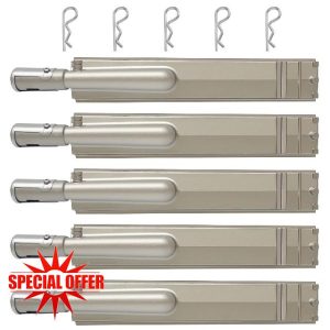 5 Set 16 1/8" Heavy Duty Cast 304 Stainless Steel Grill Burners Replacement Compatible with Bull Lion Cal Flame Blaze Turbo Coyote Aussie Bakers Chefs Nexgrill and Charbroil