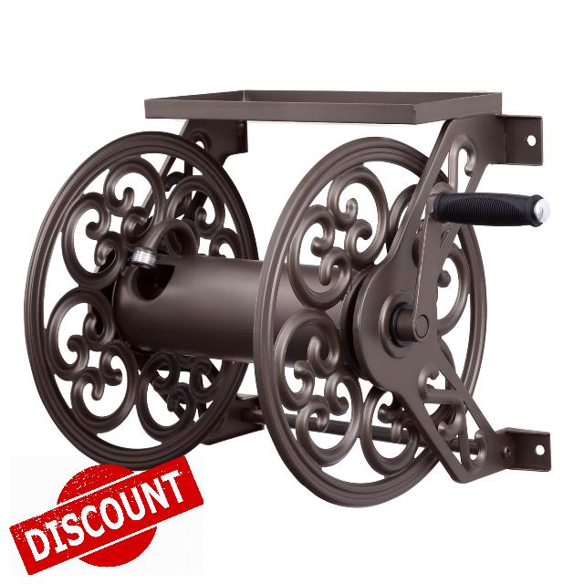 Liberty Garden 708 Steel Decorative Wall Mount Garden Hose Reel