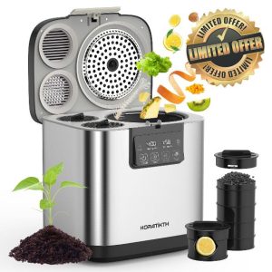 4L Electric Composter for Kitchen: Indoor Smart Quick Composting Machine with LED Timer Display