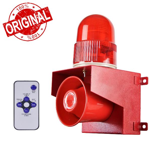Motion Sensor Alarm Siren 120dB Security Horn 12 Tone Adjustable Motion Detector Strobe Light for Home School Factory Farmer Warehouse Dock Home AC110V-120V