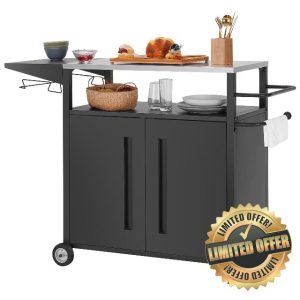 44 * 13.4 inchesPortable Outdoor Grill Prep Table with Storage