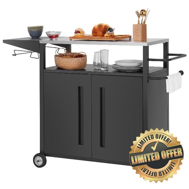 44 * 13.4 inchesPortable Outdoor Grill Prep Table with Storage
