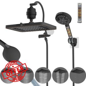 Hibbent 5-spray 13'' Dual Filtered Rainfall Shower Head Combo