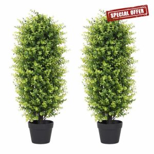 3ft Boxwood Topiary Trees Artificial Outdoors Set of 2 Pack