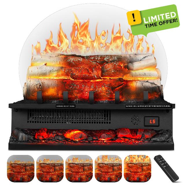 Electric Fireplace Log Heater 750W/1500W