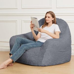 Giant Bean Bag Sofa Chair Bean Bag Chair with High Density Foam Filling Oversized Fluffy Bean Bag Couch for Audlts and Children with Armrests for Living Room