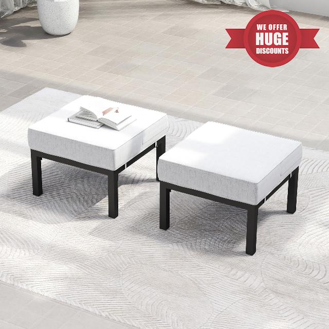 Solaste Outdoor Footstools Patio Ottoman Set of 2