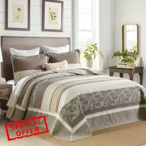 Farmhouse Bedspread King Size 120"x120" - 100% Cotton Lightweight Oversized King Quilt with 2 Pillowshams