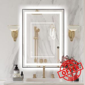 20"x 28" LED Bathroom Mirror with Black Frame