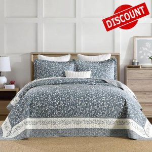 DDUOXIN Lightweight Queen Bedspread 102"x120" - 100% Cotton Reversible Oversized Quilt with 2 Pillow Shams