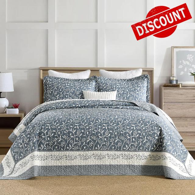 DDUOXIN Lightweight Queen Bedspread 102"x120" - 100% Cotton Reversible Oversized Quilt with 2 Pillow Shams