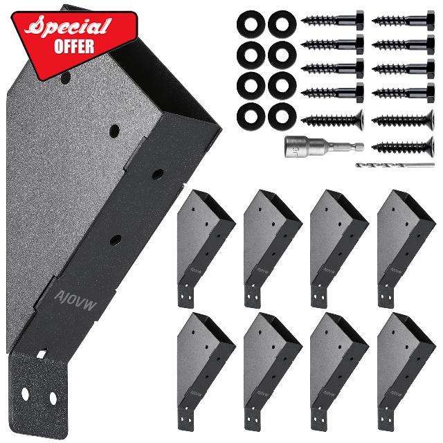 AJOVW-8 Piece Pergola Corner Bracket for 2''x4'' Supporting Wooden Posts (Actual Size: 1.5''x3.5'') for Gazebos