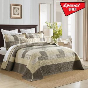 SahSahCasa 100% Cotton 128"x120" Oversized California King XL Bedspread Coverlet Quilt Set